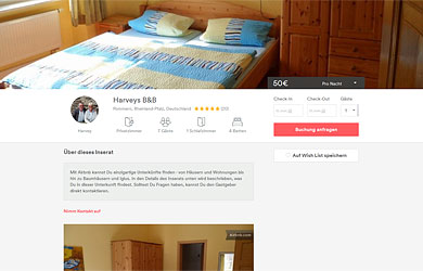 Online-Buchungsportal von airbnb.de